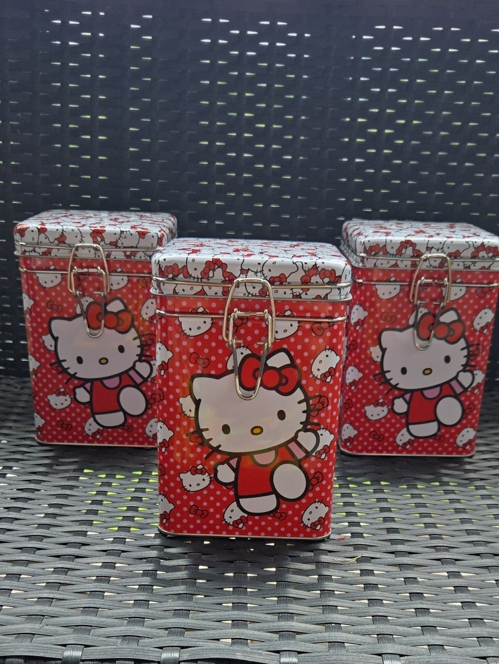 ​❤️✨️ Brand NEW Set of 3: Hello Kitty Polka Dot Storage Container Tins Sanrio ❤️
